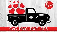 Valentine truck svg free, valentine's day svg free, red truck with heart svg, digital download, shirt design, love svg, valentine svg, dxf 0190