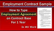 How to write Employment Contract for Sales Manager in MS Word | Job Employment Agreement Sample