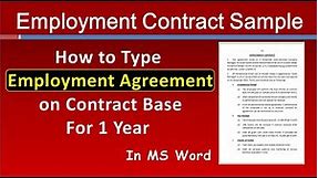 How to write Employment Contract for Sales Manager in MS Word | Job Employment Agreement Sample