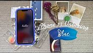 iPhone 13 blue unboxing + accessories ✨