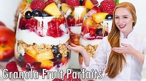Granola & Yogurt Fruit Parfaits Recipe - EASY, Make-Ahead Recipe! With Crushed Raspberries!