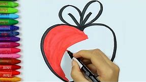 How to Draw Apple 🍎| Apple Coloring Pages | Apple Painting | Learn Coloring | How to Draw and Color