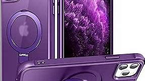 SAITONG for iPhone 11 Pro Max Case with Invisible Magnetic Ring Stand Translucent iPhone 11 Pro Max Phone Case 6.5" [Compatible with MagSafe][Great Grip Feeling], Purple