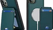 Ｈａｖａｙａ for iPhone 11 pro max Cases iPhone 11 Pro Max Wallet Case with Card Holder 2 in 1 Detachable Back Cards Slot Leather Wallet Magnetic magsafe case-Green