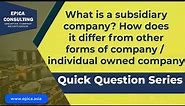What is a subsidiary company how is it different from other ownership type in a company.