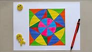 Square Geometry Art || Square Geometry Pattern with Painting || Simple Art Drawing