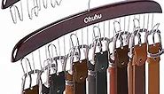 Belt Hanger Organizer for Closet, Ohuhu 12 Hooks Belt Rack for Storage and Organization 360 Degree Rotating Tie Display Holder for Belt Tie Scarf Accessories (2 Pack, Walnut)