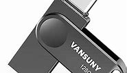 Vansuny Dual USB C Flash Drive 128GB USB 3.0 2-in-1 Type C + USB A Thumb Drive UDP-Tech Waterproof Metal Pen Drive Portable OTG Flash Drive