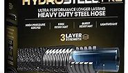 Hydrosteel PRO 50 Ft Garden Hose, AS SEEN ON TV Water Hose 50Ft for Outdoors, Triple Layer 304 Stainless Steel Flexible Garden Hose, Heavy Duty Hose, Lightweight, Kink & Tangle Free with 500 PSI