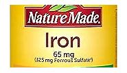 Nature Made Iron 65 mg (325 mg Ferrous Sulfate) Tablets, Dietary Supplement for Red Blood Cell Support, 180 Tablets, 180 Day Supply