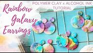 Rainbow Galaxy Earrings | Polymer Clay with Alcohol Ink Tutorial