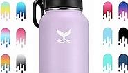Vmini Water Bottle - Wide Mouth, 18/8 Stainless Steel, Double Wall Vacuum Insulated, New Straw Lid with Wide Handle (Purple, 32 oz)