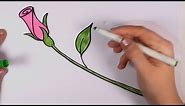 How to Draw a Rose for Beginners - Pink Rose Bud Art Tutorial CC