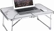 Foldable Laptop and Bed Table with Storage, Portable Mini Lap Desk for Legs, Ideal for Study, Reading, Picnic, Breakfast,and More(Marble)