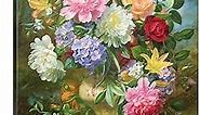 Peonies and mixed flowers Canvas Wall Art Print, Peony Artwork