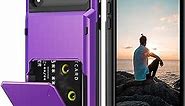 Nvollnoe for iPhone XR Case with Card Holder[Store 5 Cards] Dual Layer Heavy Duty Shockproof Wallet Case with Hidden Card Slot Large Storage Case for iPhone XR(Purple)
