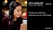 Audio-Technica ATHM50XBT Wireless Bluetooth Over-Ear Headphones, Black