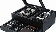 Mens Jewelry Box Valet Tray with Drawer and Charging Station Organizer,Nightstand Organizer for Men Jewelry Tray,Catchall Tray for Men Accessories Organizer