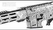Skulls Scrolls & Roses Laser Engraved AR15 Rifle by Fragout Design Studios