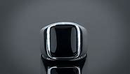 Men's Classic Traditional Black Onyx Rectangle Signet Ring