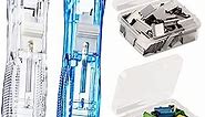 Lzzabo Reusable Portable Paper Clam Clip Dispenser Refill Clips, 40 Sheet Capacity-2Pcs Clam Clip Dispenser 100 Metal Refill Clips (50 Silver + 50 Color) for Home School Desk Office (Blue and White)