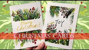Watercolor Christmas Cards Tutorial For Beginners/ Real Time Demo/ Loose greens