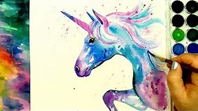 Paint And Color "A Beautiful Unicorn" - A Simple Watercolor Speed Paintingl
