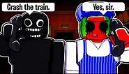 Crash the Train in Roblox (Scary Story)