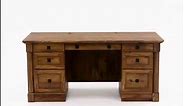 Sauder Palladia Executive Desk, Engineered Wood, 29.5"D x 65.1"W x 29.61"H, Vintage Oak finish