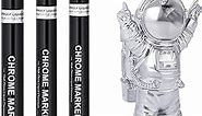 Silver Chrome Paint Marker Pens: Art Liquid Mirror Chrome Paint Pen for Model Painting Metal Plastic Glass Touch Up Repair Kit Car Tire DIY Supplies, Waterproof Reflective Gloss Metallic Markers