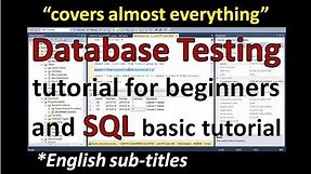 Database Testing-Data Testing In Software Testing-SQL Tutorial for Beginners-Database Test Plan-SQL