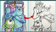 How To Make Pencil Sketch of Monsters, Inc. Characters