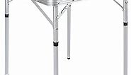 REDCAMP Small Square Folding Table 2 Foot, Portable Aluminum Camping Table Adjustable Height Lightweight for Picnic Beach Outdoor Indoor, White 24 x 24 inch