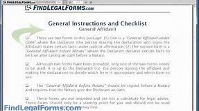 Sample General Affidavit Form