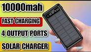 Portable 10000mah Power Bank With Solar Panel Charging | Unboxing And Review