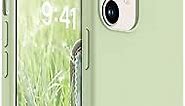 AOTESIER Shockproof Designed for iPhone 12 Mini Case, Liquid Silicone Phone Case with [Soft Anti-Scratch Microfiber Lining] Full Body Drop Protection 5.4 inch Slim Thin Cover, Pale Green