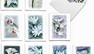 The Best Card Company - 10 Assorted Sympathy Cards Boxed (4 x 5.12 Inch) - Condolence, Bereavement Greetings - Blooming Memories M6598SRG