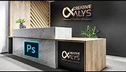 Photoshop | Create Professional Reception 3D Wall Logo Mockup
