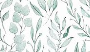 WENMER Green Leaf Wallpaper Floral Wallpaper Peel and Stick Wallpaper 17.7" x 78.7" Self Adhesive Watercolor Leaves Peel and Stick Wallpaper Removable Floral Contact Paper for Cabinets Wall Decor