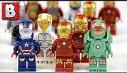 Every Lego Iron Man Minifigure Ever!!! + Rare Iron Patriot and War Machine! | Lego Collection Review