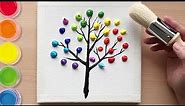 The easiest way to paint a rainbow tree? | Acrylic painting for beginners