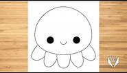 How to draw Cute Octopus Step by step, Easy Draw | Free Download Coloring Page