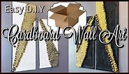 How To Make Wall Art Decor With Cardboard Boxes | Fall Glam Home Decor DIY | Arte de Pared de Cartón