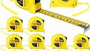 Hoteam 12 Pieces Tape Measure Bulk 25 ft Retractable Measuring Tape Control Self Lock Tape Measure Easy Read Imperial and Metric Scale Measurement for Engineer Contractors Designer Builder