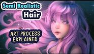 How to Draw Semi Realistic Anime Hair (LINELESS)