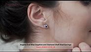 Gemstone Jewelry by Angara| Blue Sapphire & Diamond Shell Stud Earrings| Angara Jewelry| Angara.com