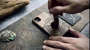 Carveit Designer Wooden Protective Case for iPhone 11 Pro Max Case Cover [Wood Engraving & Shell Inlay] Compatible with 11 Pro Max Case (Compass-Walnut)