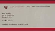 Harvard College rejection letter