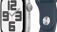 Apple Watch SE (2nd Gen) [GPS 44mm] Smartwatch with Silver Aluminum Case with Storm Blue Sport Band M/L. Fitness & Sleep Tracker, Crash Detection, Heart Rate Monitor