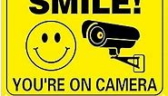 Smile You’re on Camera Sign, Rust Free Aluminum Video Surveillance Signs, Security Signs Outdoor 10 X 7 inch, UV Printed, Warning Signs for Home,Business, CCTV, Driveway Alert (Yellow)